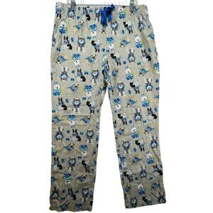 Old Navy Adult Flannel Pajama Pants Sz L Gray/Blue Dogs Drawstring Waist Holiday